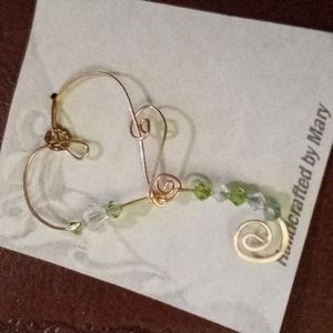 Crystal Peridot Wired Heart Pendant/Charm